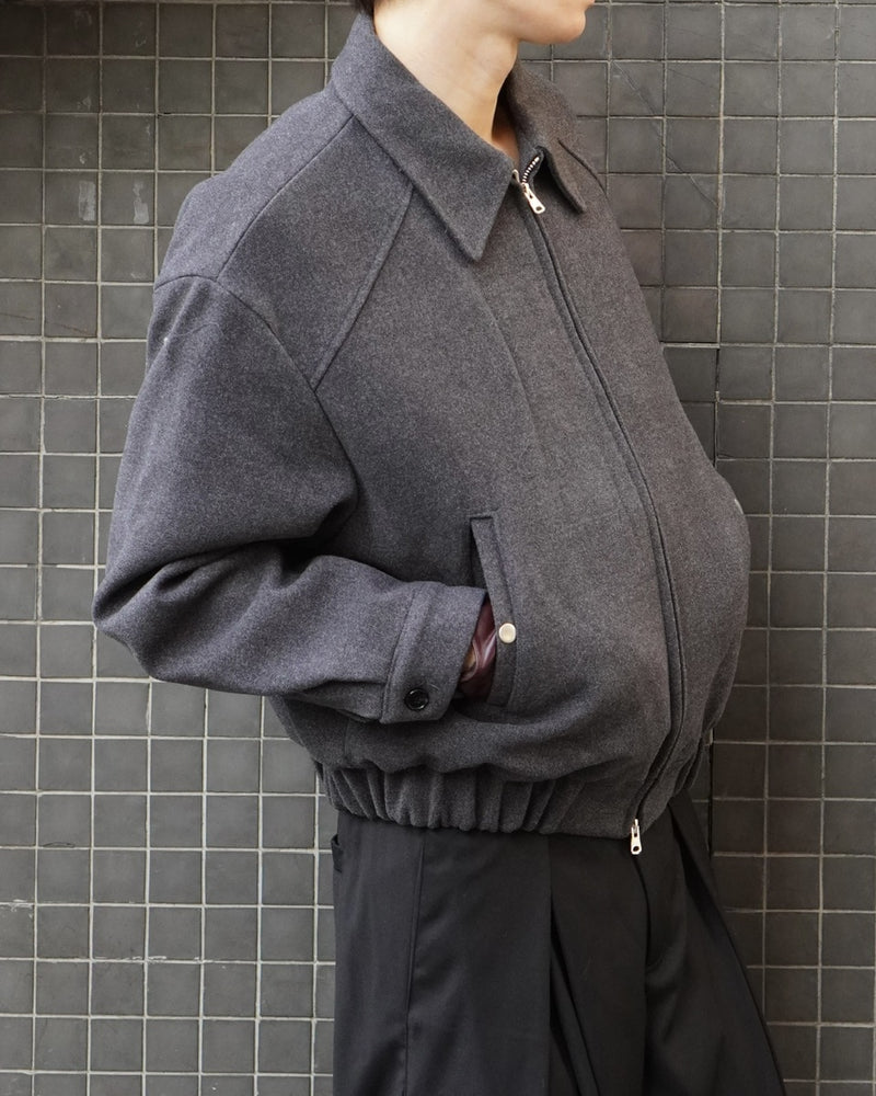 東京店WEB限定受注制【Chikashitsu +】cropped wool zip jacket / 【チカシツプラス】クロップドウールジップジャケット (3color)
