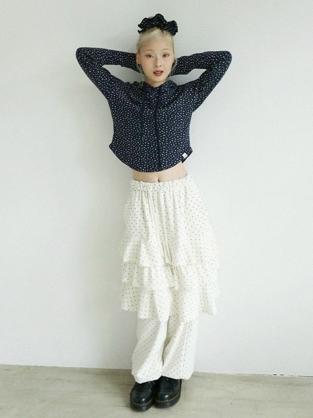 12/21 20:00 発売【Uglyshadow】DOT VELVET CANCAN MIDI SKIRT PANTS