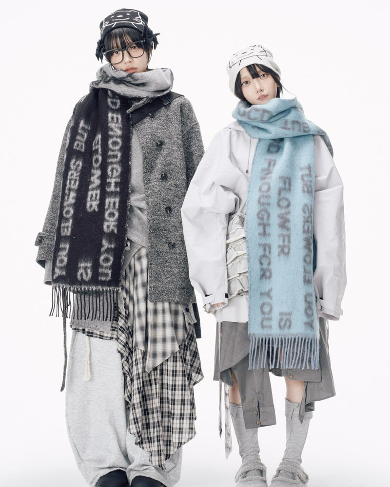 国際配送【Nerd out XU】lettering shaggy muffler (2color)