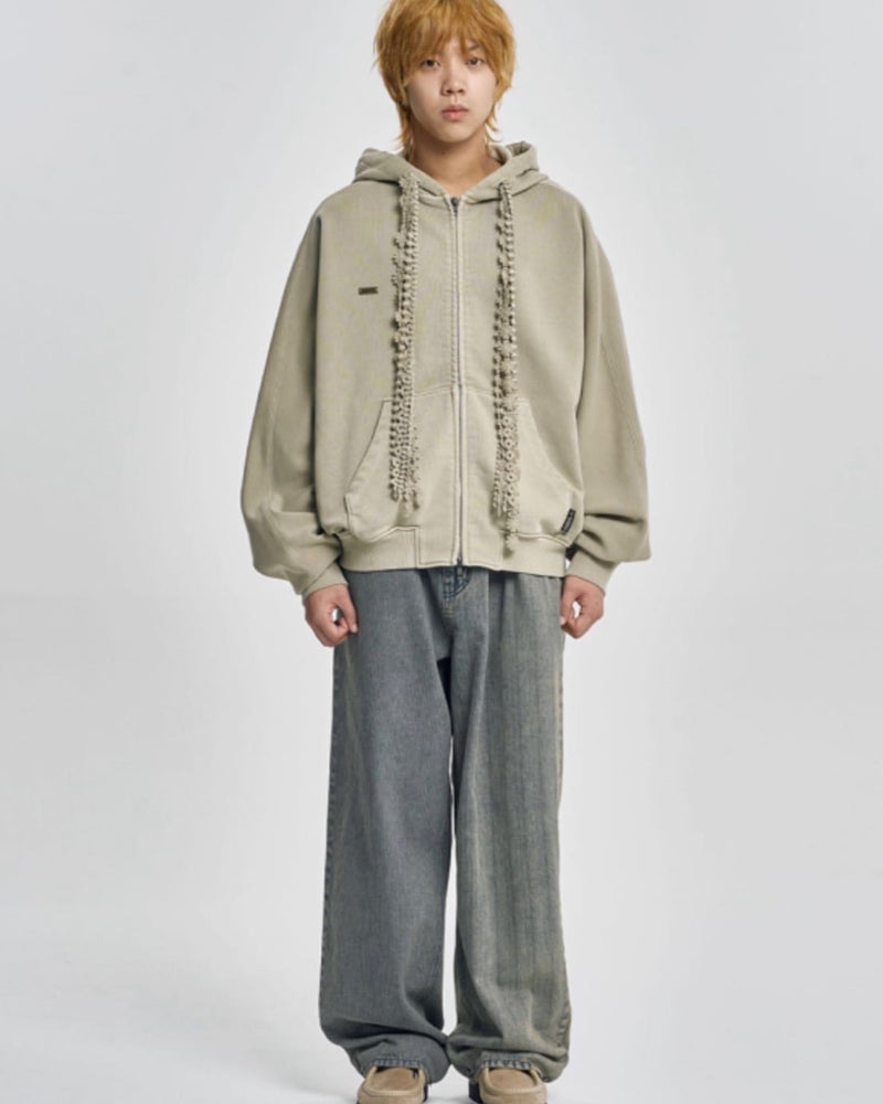 着画、物撮りまだ【AJOBYAJO】Laced Multi-Drawstring Zip-Up Hoodie