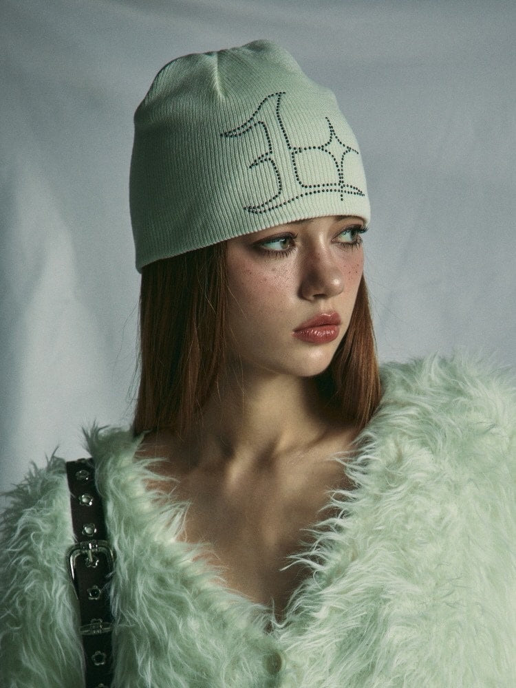 【GATELESS】RHINESTONE LOGO BEANIE / 【ゲートレス】ラインストーンロゴニット帽