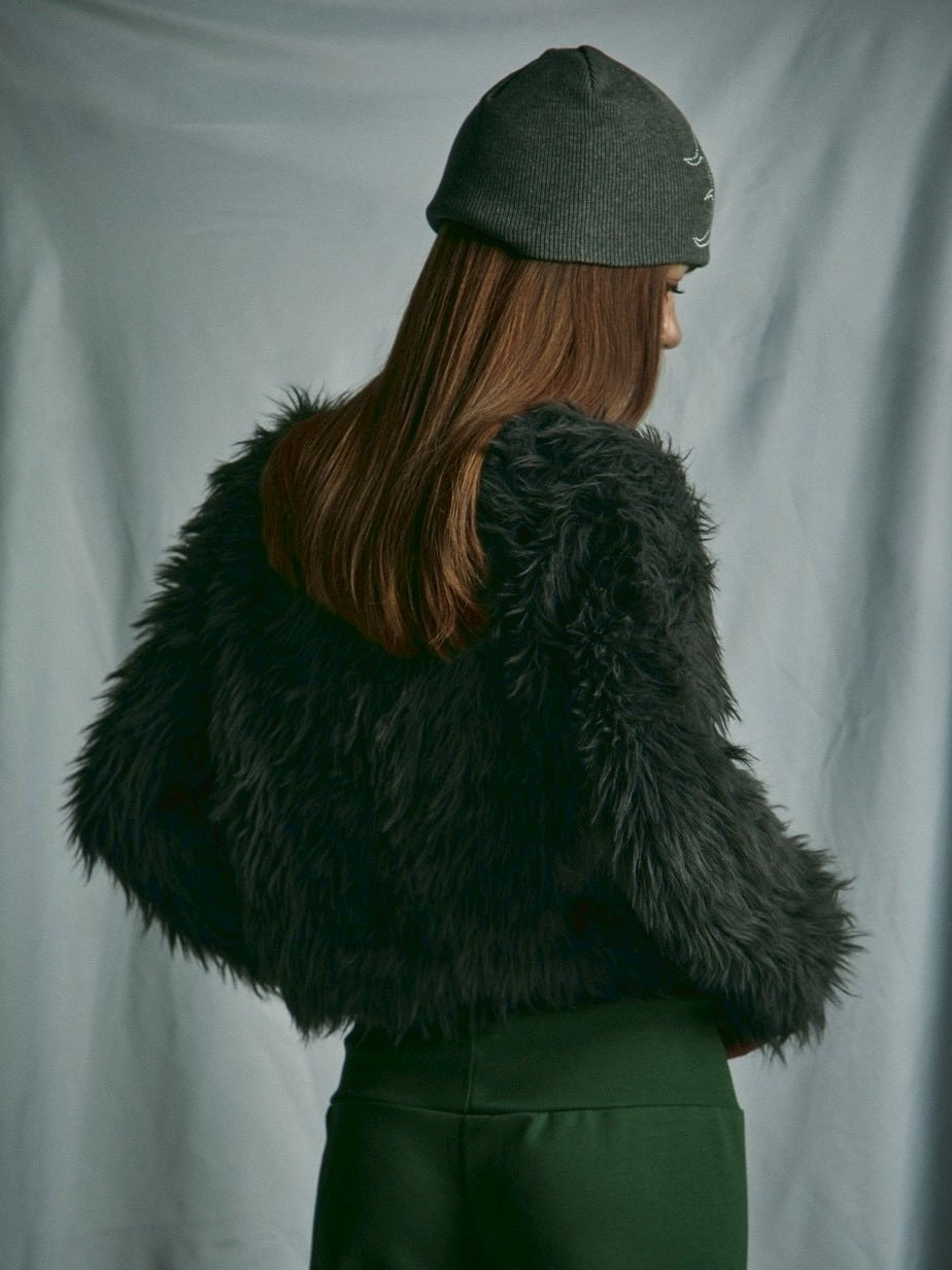 【GATELESS】FUR LIKE CROPPED CARDIGAN / 【ゲートレス】ファーライククロップドカーディガン