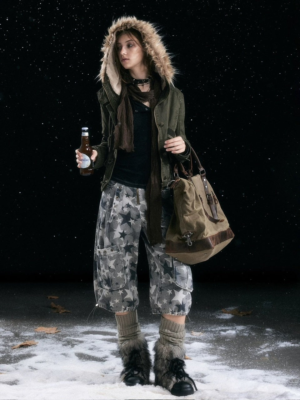 【Cest Nous】Military green washed jacket / 【セヌー】ファーフードミリタリージャケット