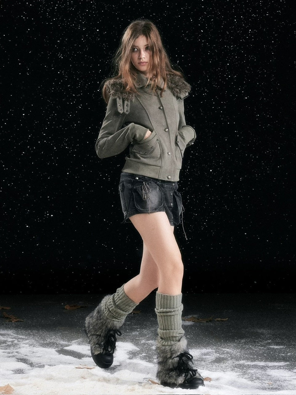 【Cest Nous】Bloom-style denim shorts / 【セヌー】レースアップリベットショートデニムパンツ