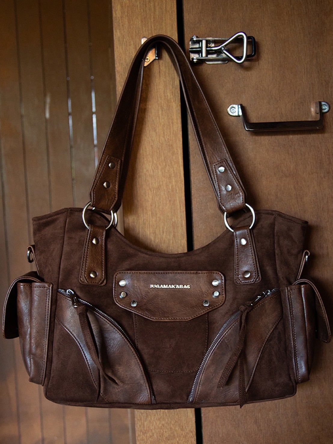 【IUGAMAKARAS】Studded Suede Shoulder Bag