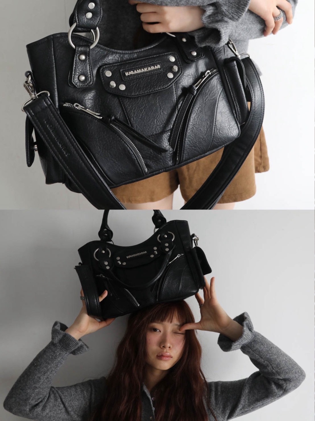 【IUGAMAKARAS】Studded Leather Mini Shoulder Bag