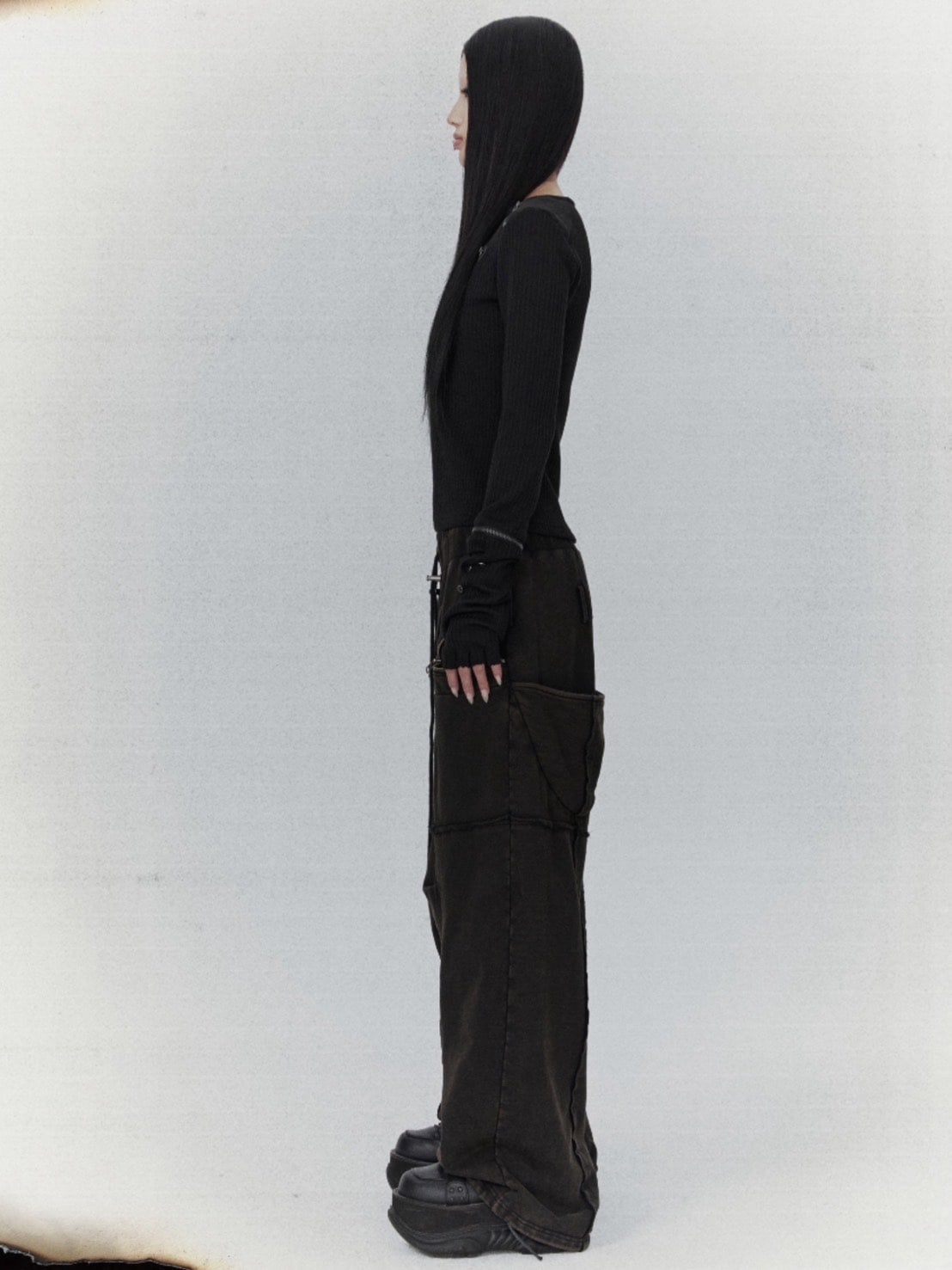 【bonienkiye】Detachable Zipper Leather Top