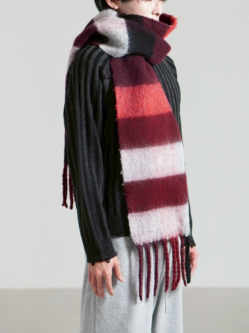 受注制【Chikashitsu +】wool check muffler / 【チカシツプラス】ウールチェックマフラー (2color)