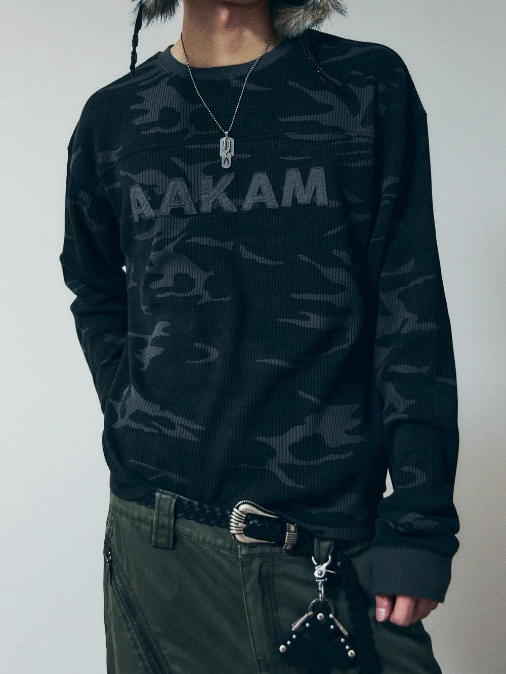 【AAKAM】Waffle Camouflage Long Sleeve