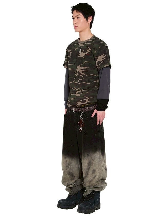 【AAKAM】Camouflage layered Long Sleeve