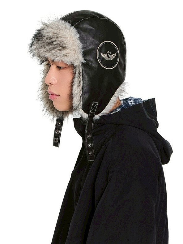 【AAKAM】Biker Leather Earflap Hat