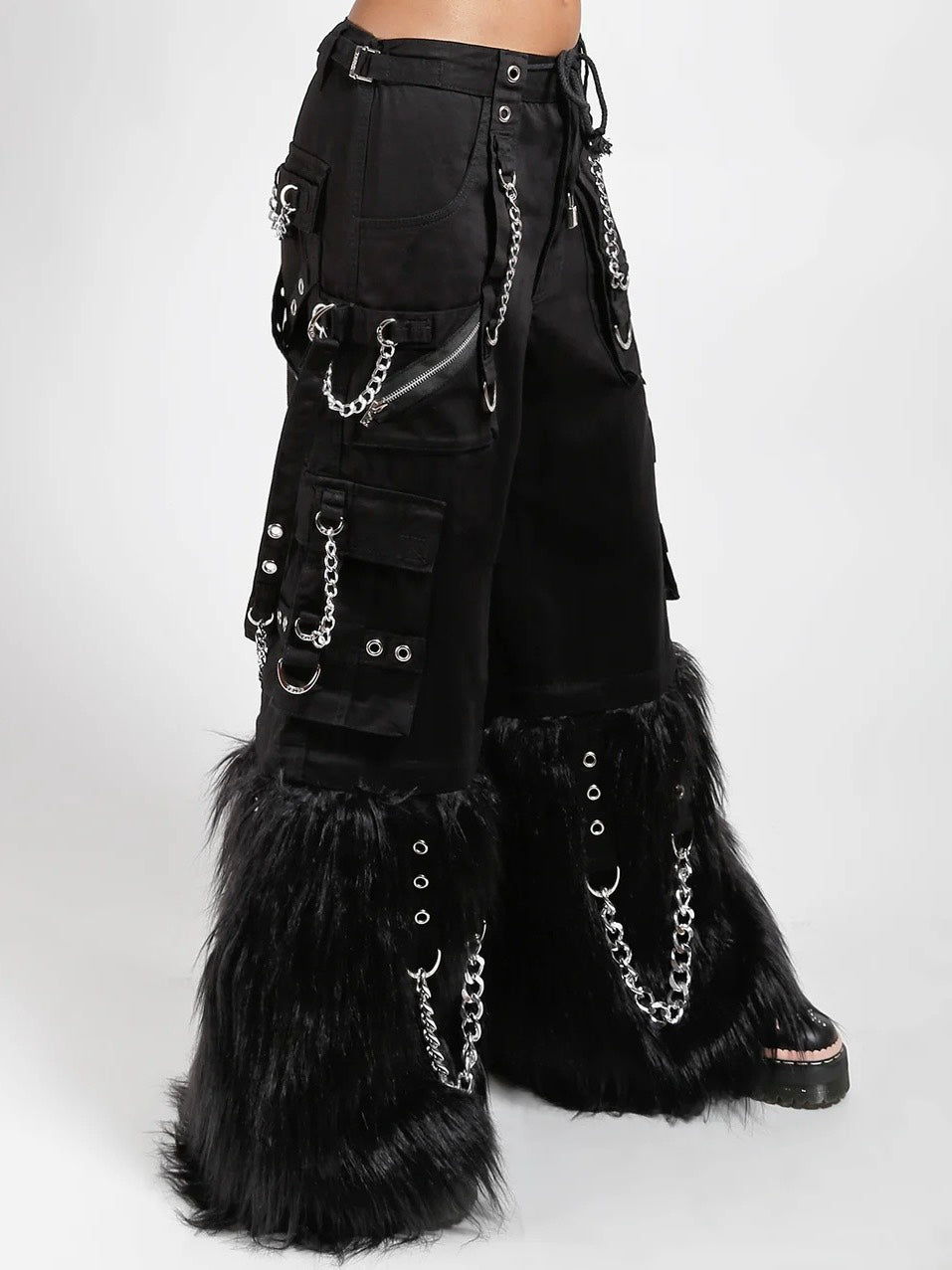 【TRIPP nyc】FUR-TASTIC SUPER PANT[AF7176M] / 【トリップ ニューヨーク 】ボンテージストラップファーワイドパンツ