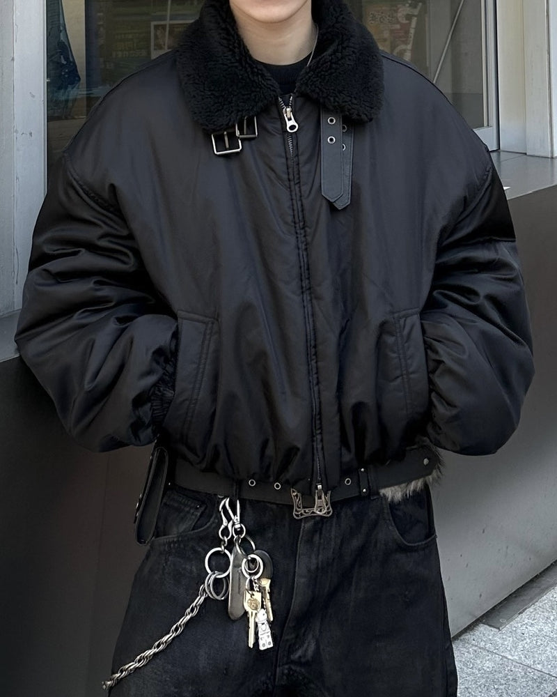 大阪店WEB限定受注制【Chikashitsu +】cropped mouton bomber jacket / 【チカシツプラス】クロップドムートンボンバージャケット