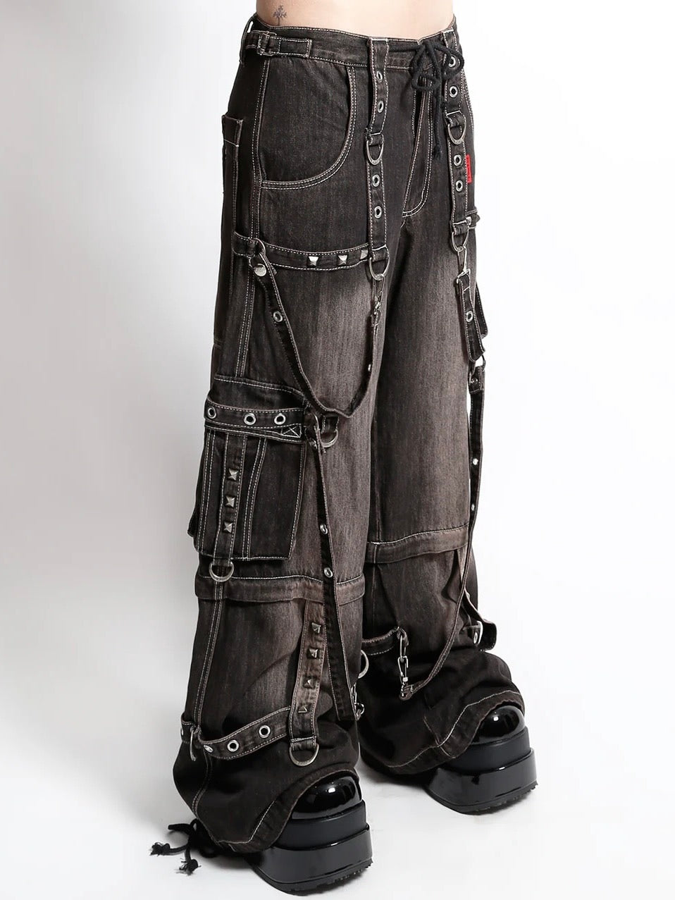 【TRIPP nyc】STRAP PANT [JM7177MDR] / 【トリップ ニューヨーク 】ボンテージストラップウォッシュワイドデニムパンツ