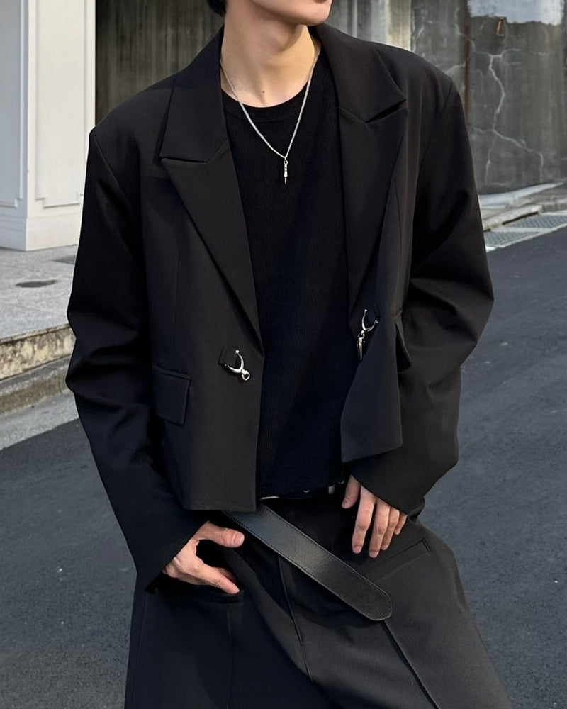 大阪店WEB限定受注制【Chikashitsu＋】mettal buckle cropped jacket / 【チカシツプラス】メタルバックルクロップジャケット