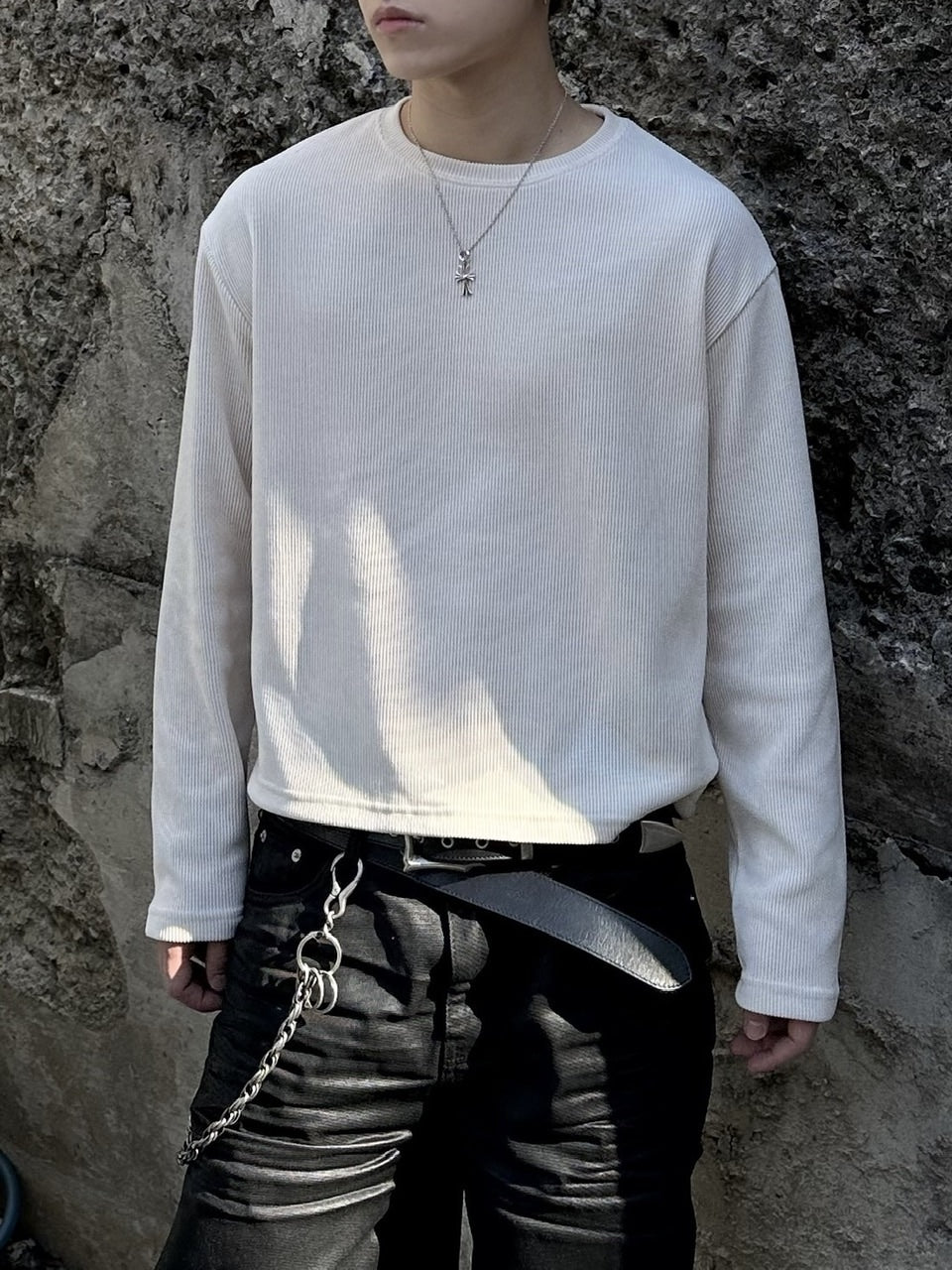 大阪店WEB限定受注制【Chikashitsu＋】cropped waffle long sleeve / 【チカシツプラス】クロップワッフルロングスリーブ (2color)