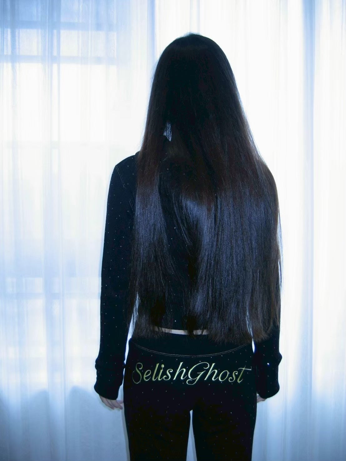 【SelfishGhost】Embroidered knitted silver fox fur-like plush tracksuit zip-up