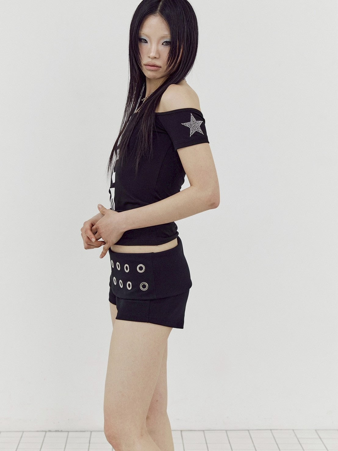 【SETUP-EXE】EYELET WAIST SHORT PANTS