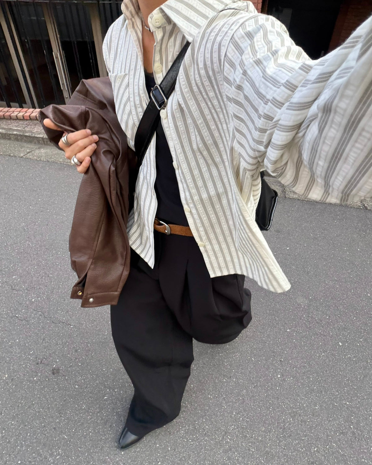 国際配送【RENOL】stripe boxy shirt