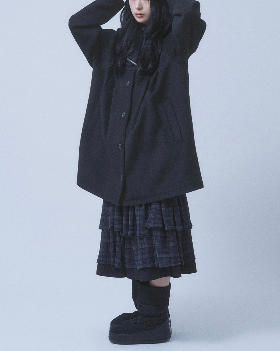 【TUOMIO】PLEATED TOGGLE WOOL COAT