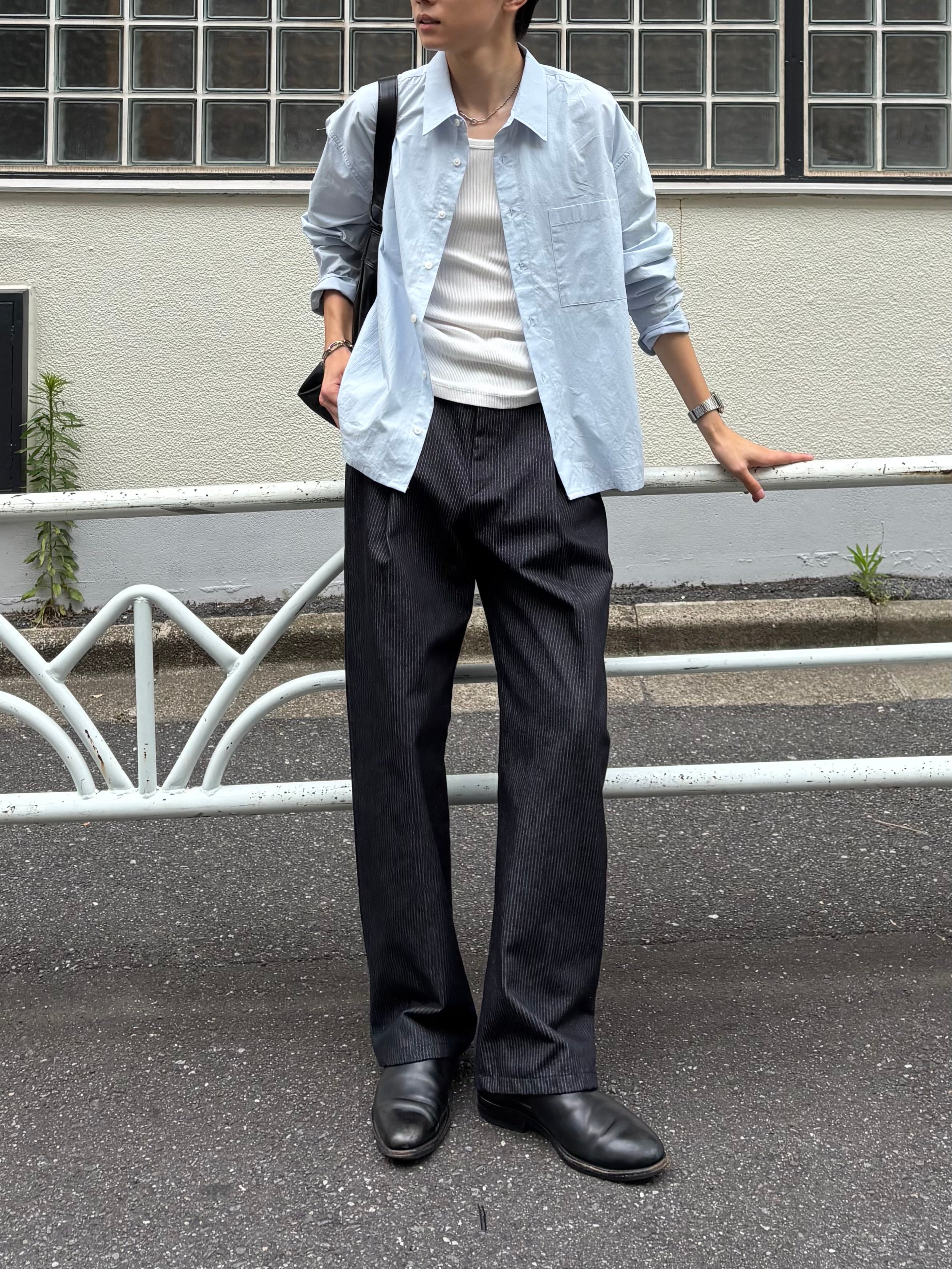 東京店WEB限定受注制【Chikashitsu +】soft touch cropped shirt (3color)