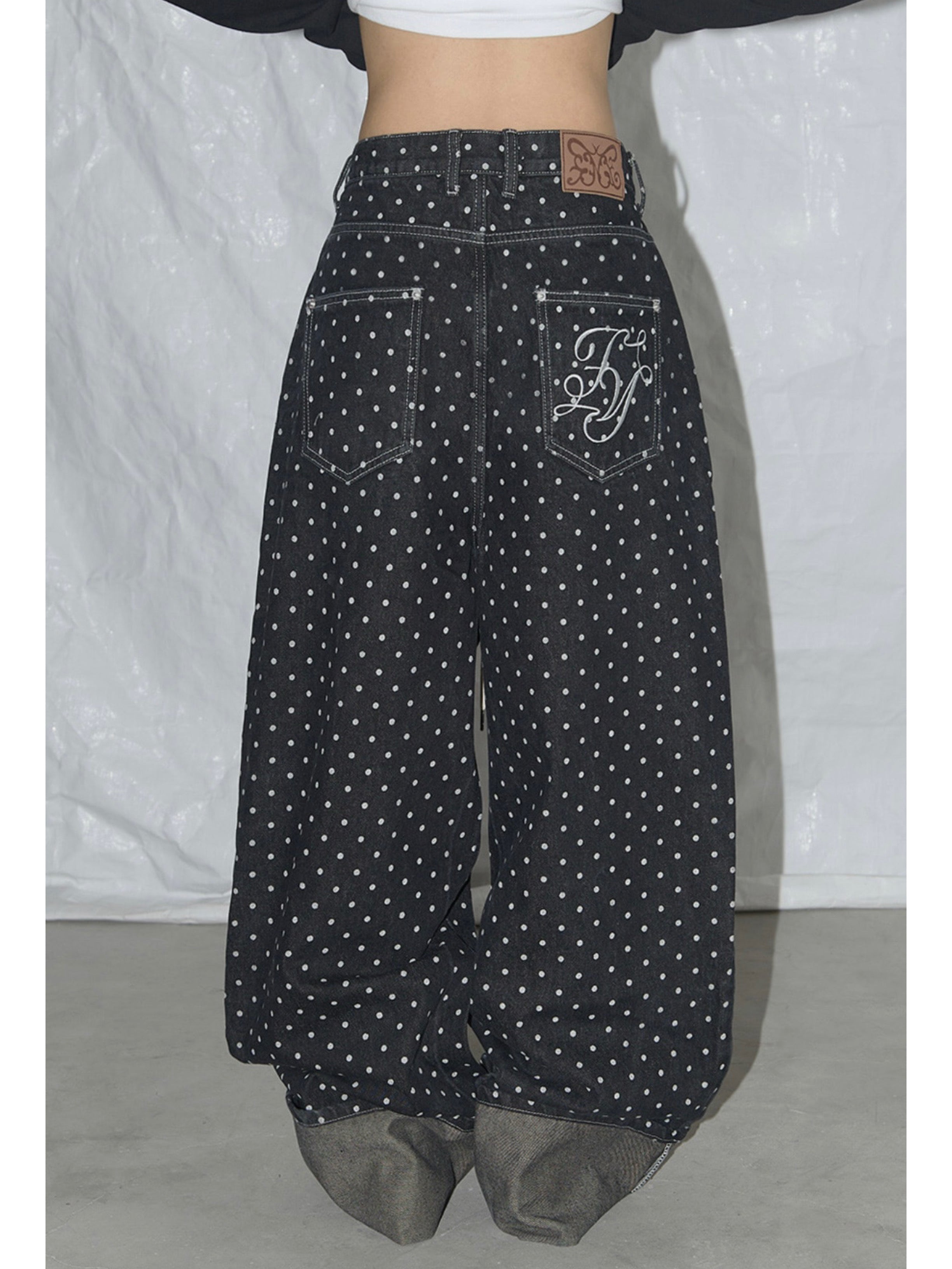 【FANCY CLUB】STRING DOT ROLL-UP PANTS
