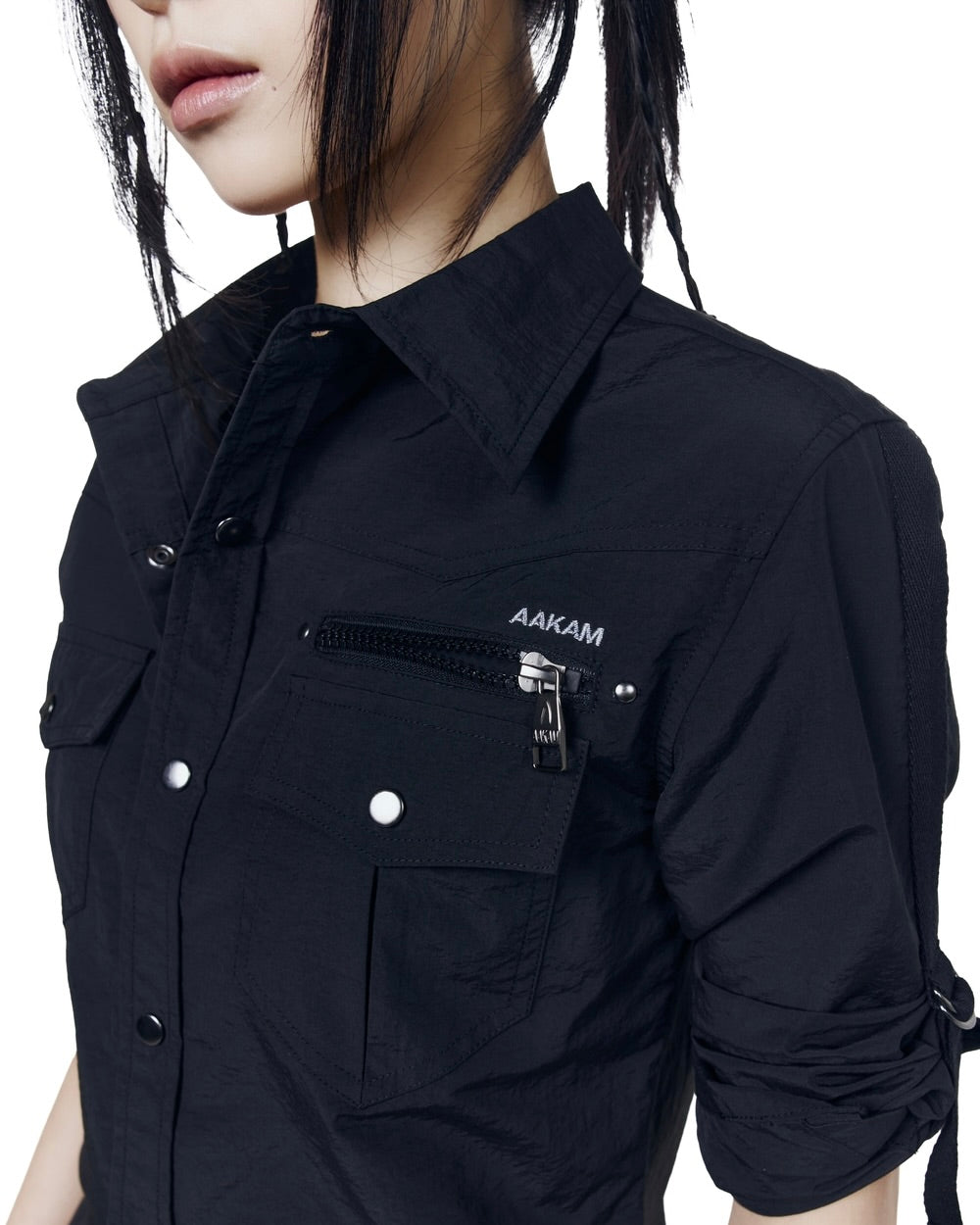 【AAKAM】Roll-Up Nylon Safari Shirts