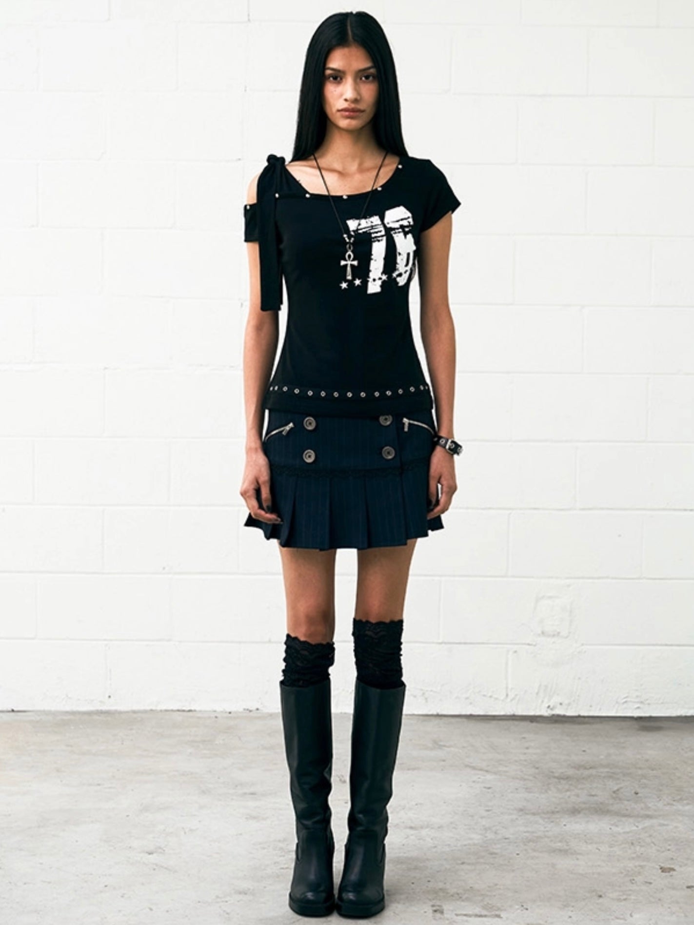 【NOT KNOWING】Tied One Shoulder 76 Top