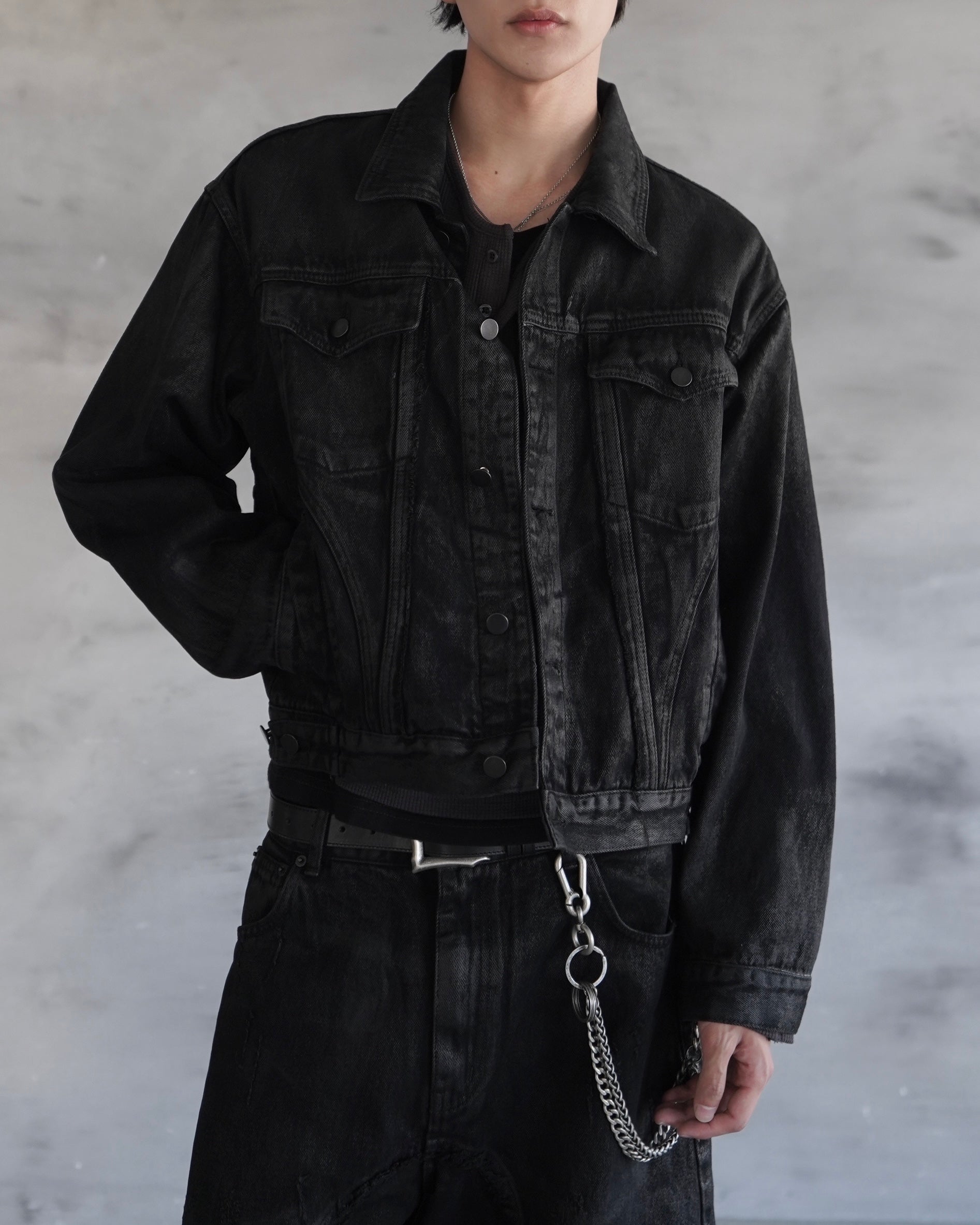 【CHIKASHITSU PLUS HIGH】Washed coating denim jacket