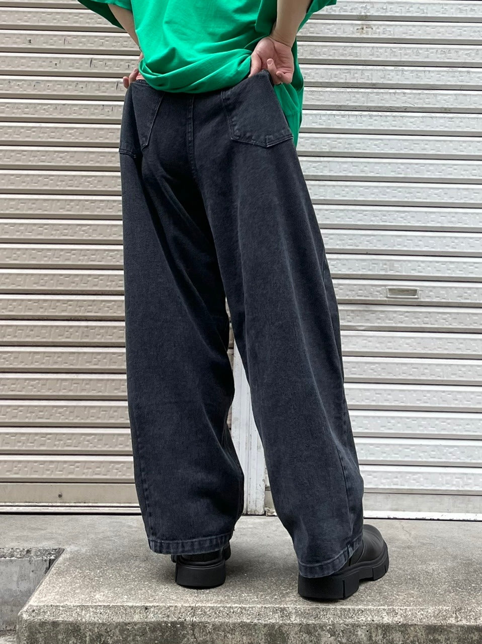 受注制【Chikashitsu +】super wide denim pants (4color)