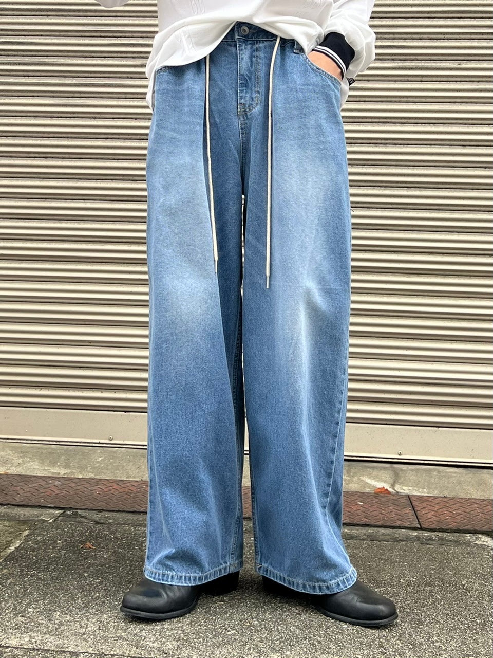 受注制【Chikashitsu +】rope wide denim pants (3color)