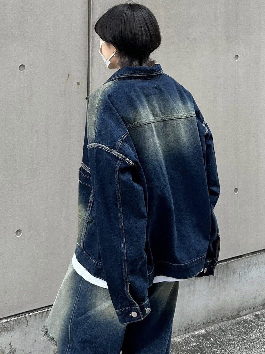 受注制【Chikashitsu +】vintage wash denim jacket (2color)