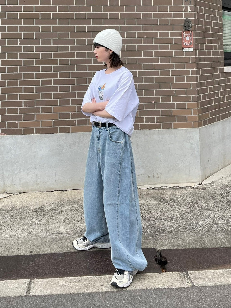 【Chikashitsu +】snap button denim pants (2color)