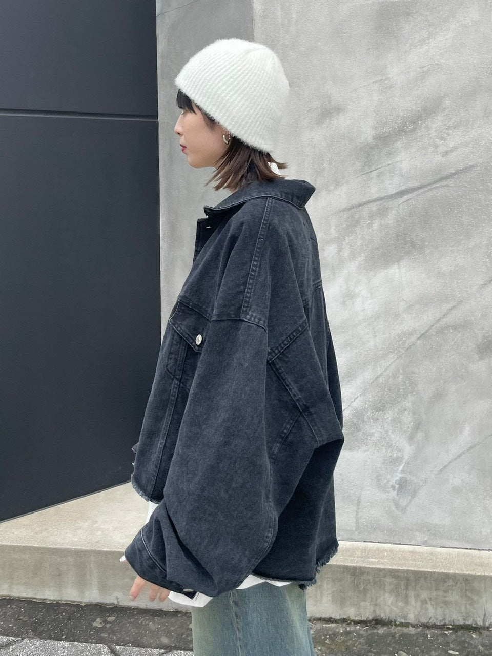 大阪店WEB限定受注制【Chikashitsu +】cutting cropped denim jacket (3color)