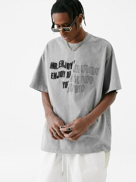 【MR. ENJOY DA MONEY】Cutting font short sleeves