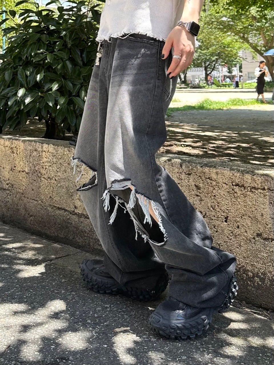 大阪店WEB限定【Chikashitsu +】vintage crash denim pants (2color)