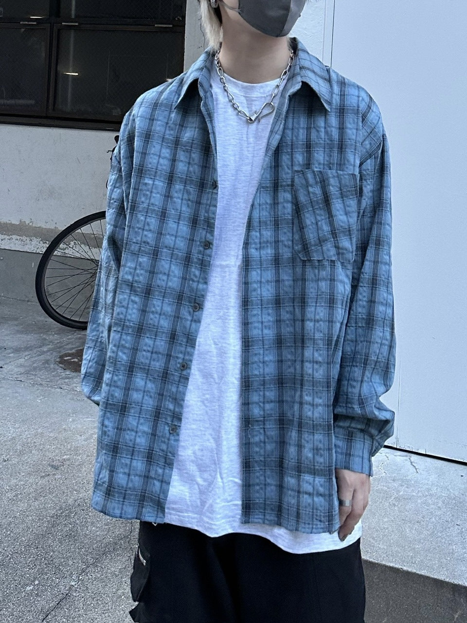 大阪店WEB限定受注制【Chikashitsu +】linen check shirt (3color)