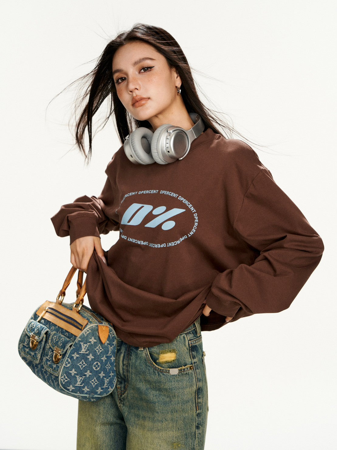 【Dpercent】Front Logo Sweater