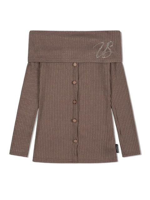 【Uglyshadow】BEAD KNIT OFF-SHOULDER / 【アグリーシャドウ】ビーズロングオフショルダー長袖カーディガン