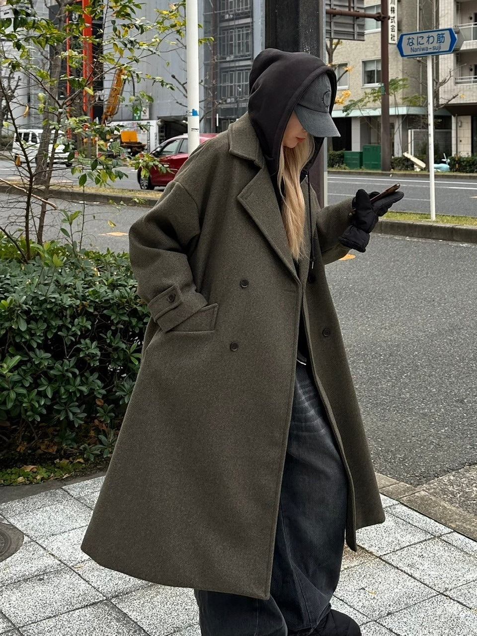大阪店WEB限定【Chikashitsu +】oversized wool double coat (2color