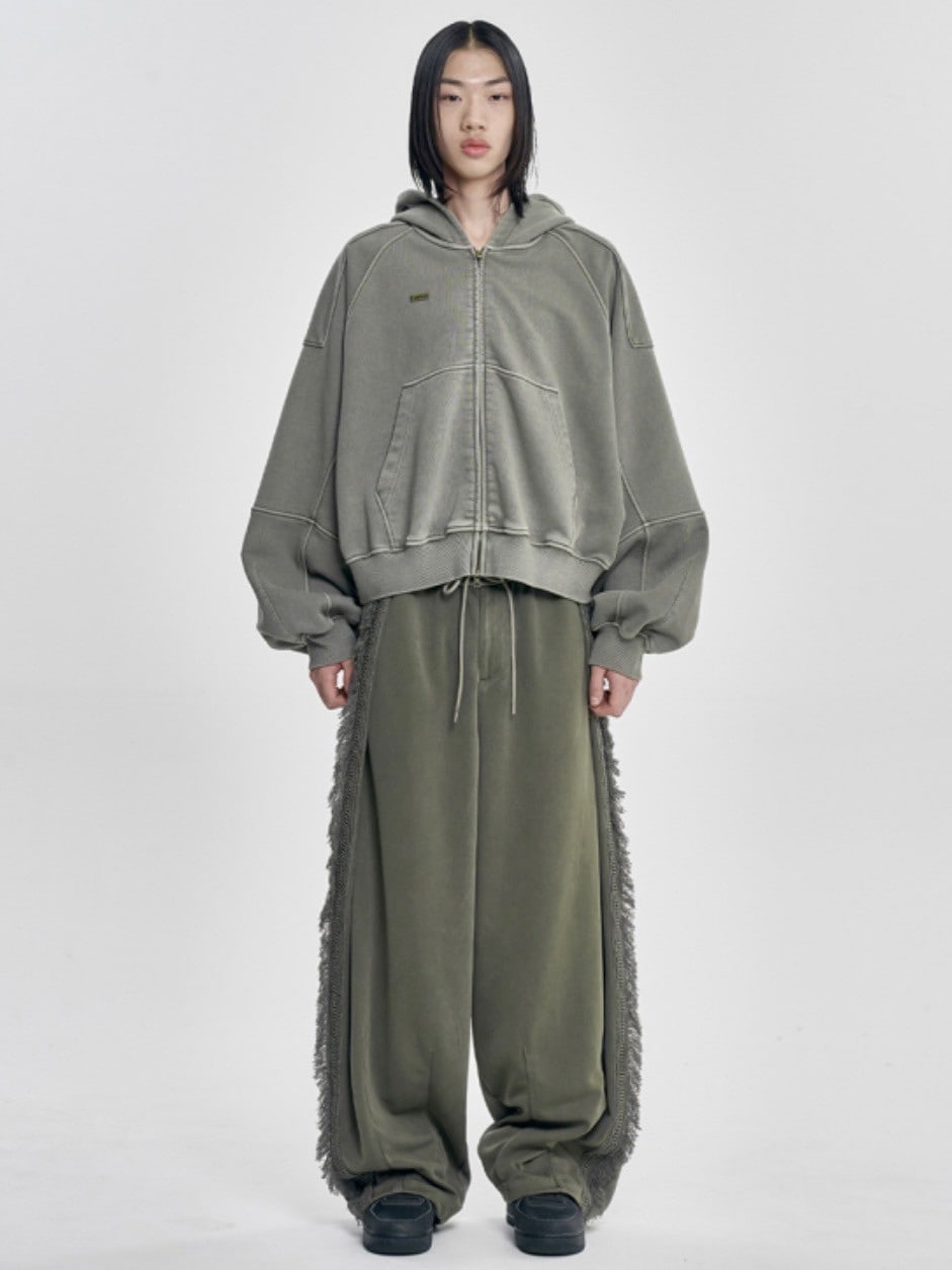 【AJOBYAJO】Vintage Pigment Zip-Up Hoodie