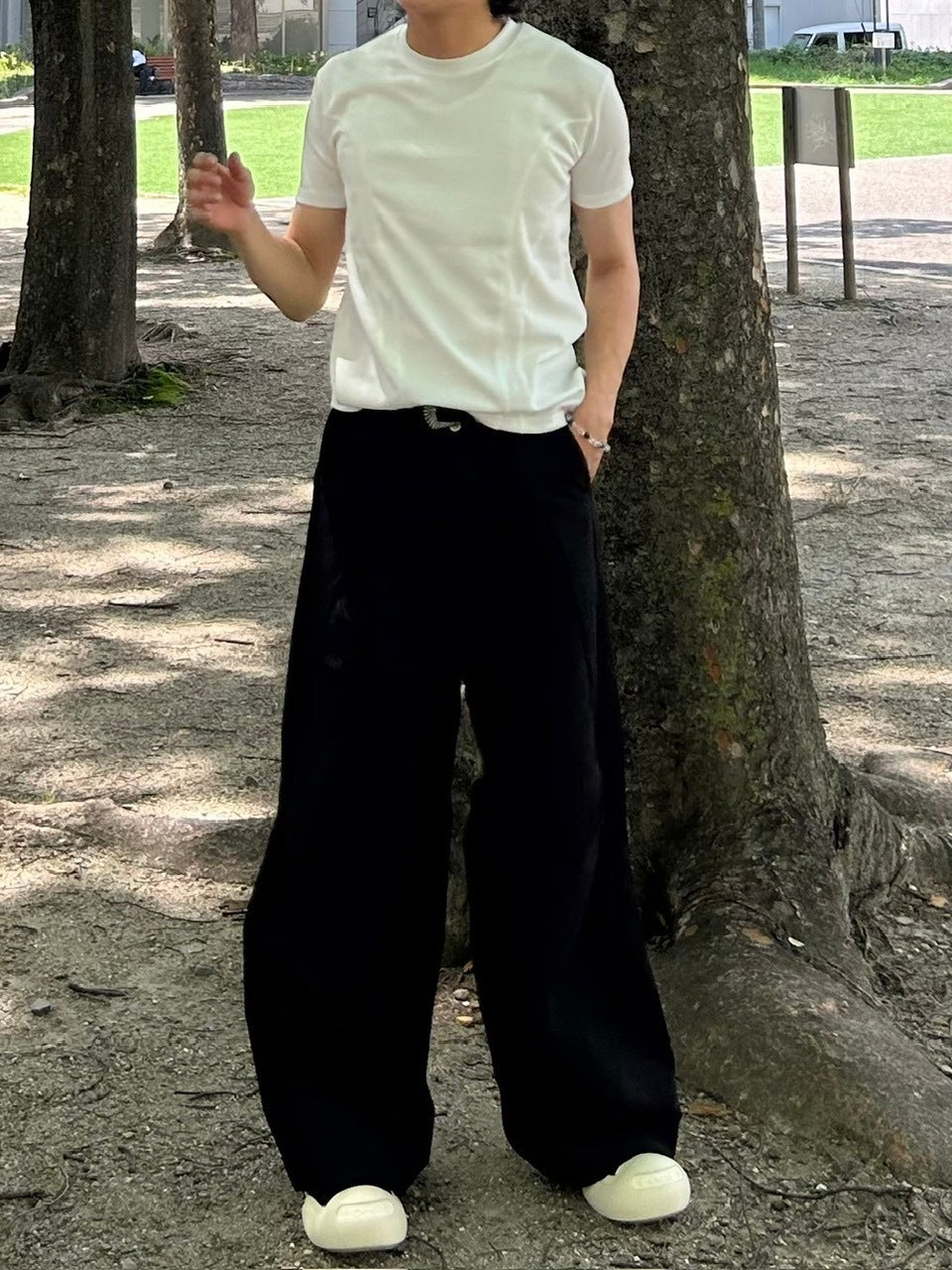 【Chikashitsu +】pattern design slacks (2color)