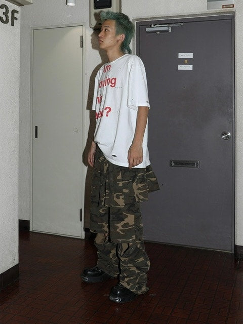 【ESC STUDIO】skirt layered snap pants