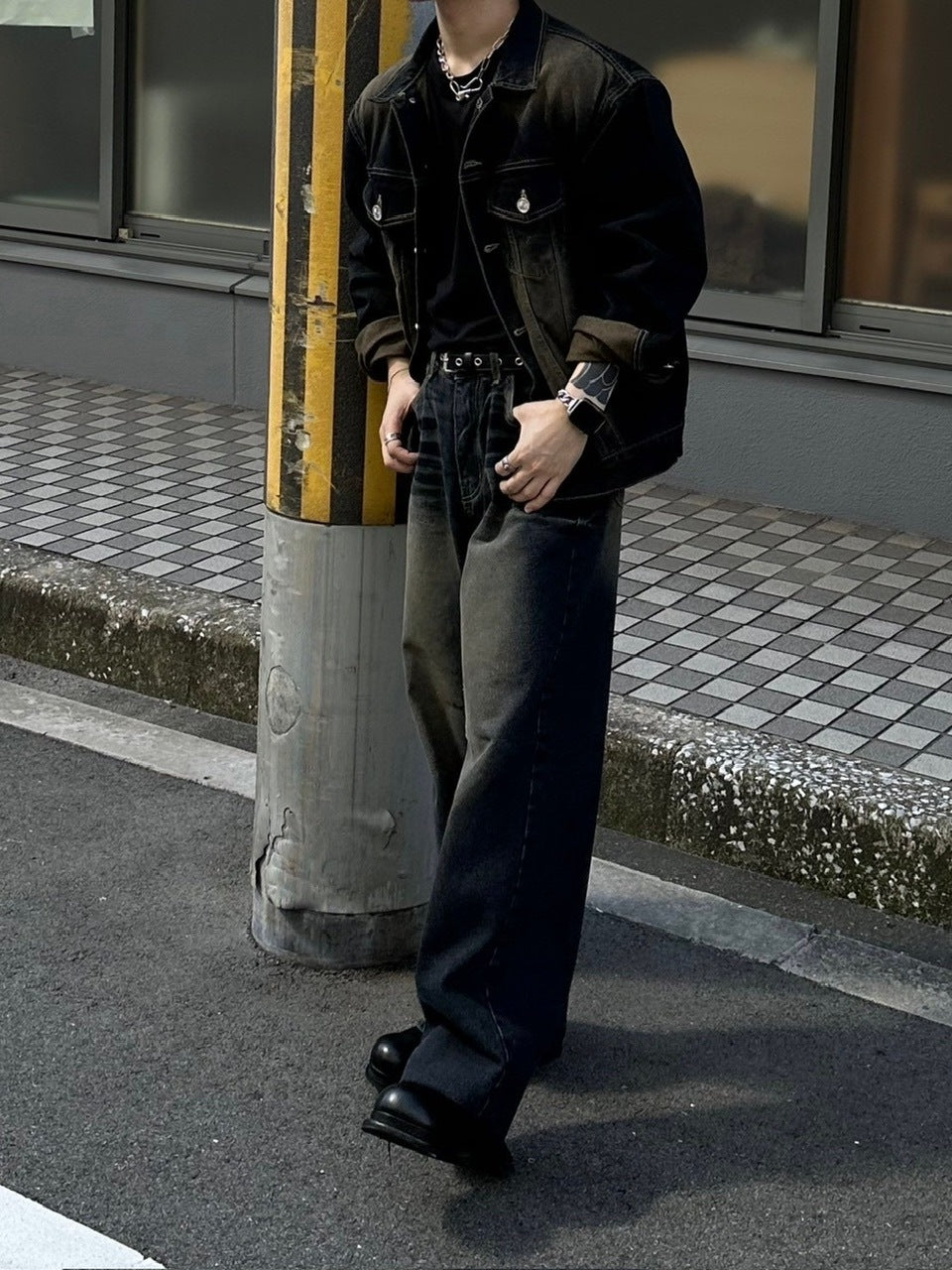 受注制【Chikashitsu +】vintage wash denim jacket 2 (2color)