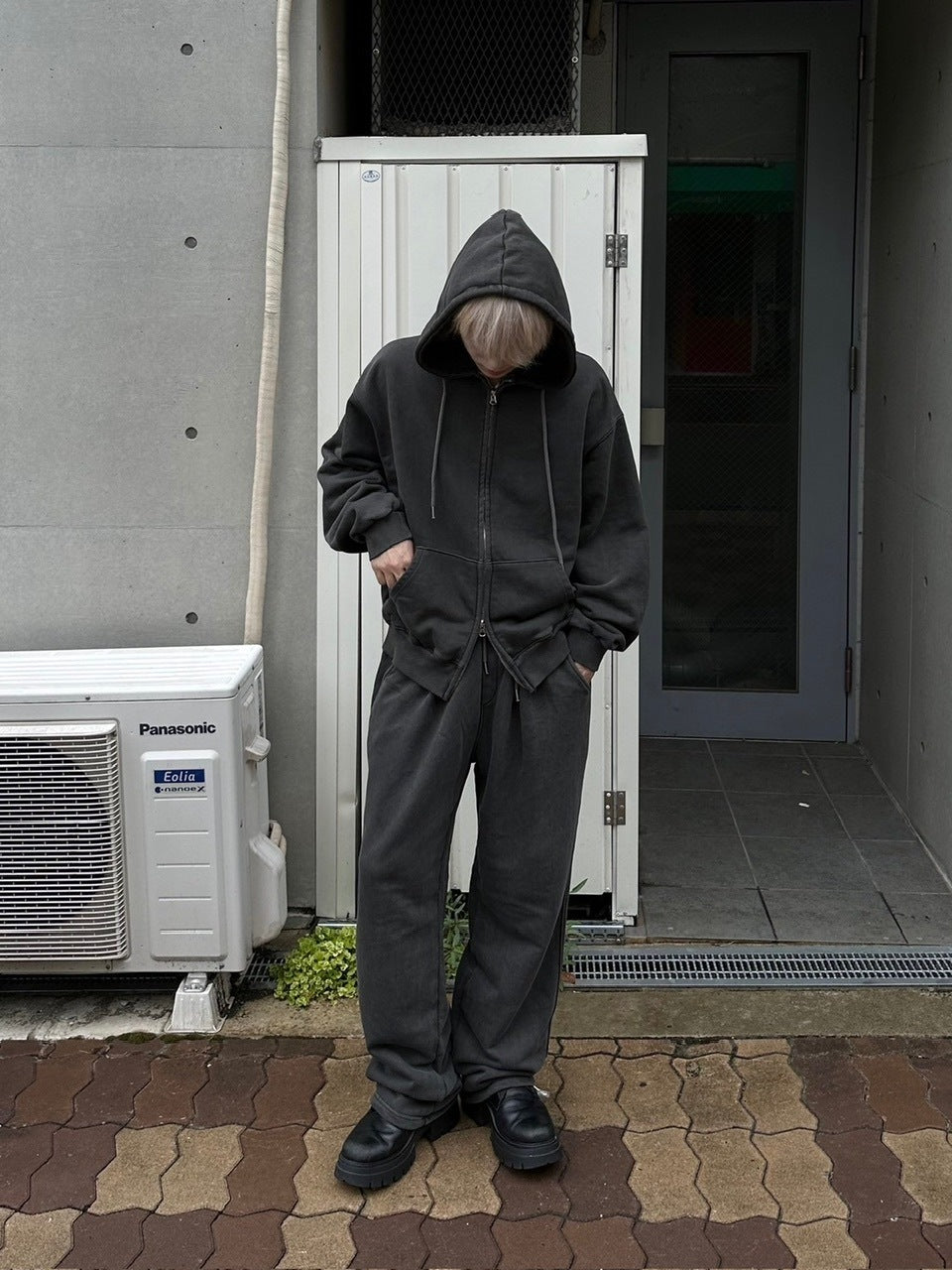 受注制【Chikashitsu +】unisex pigment wash string sweat pants (4color)