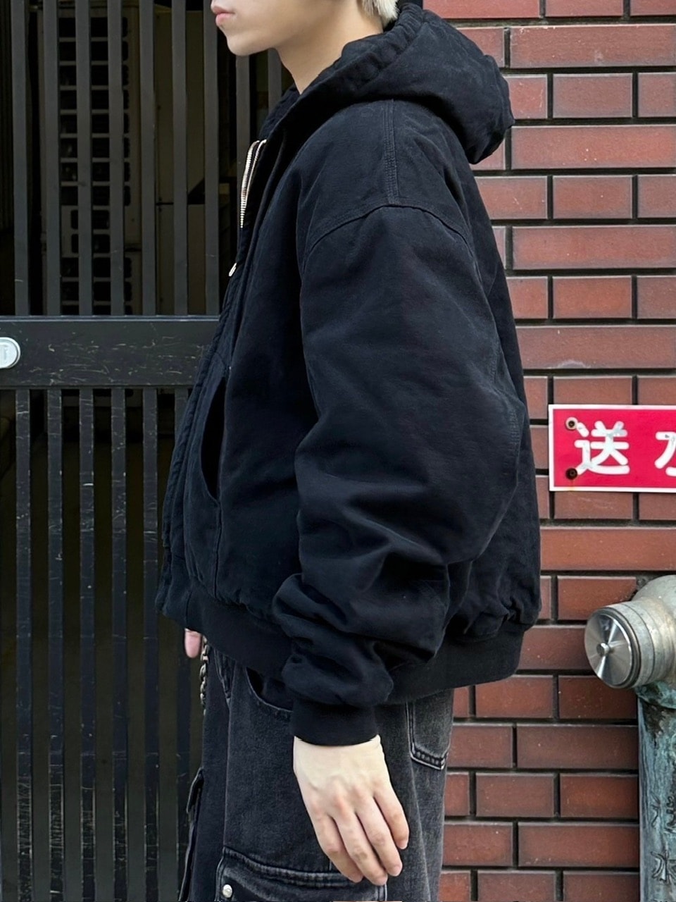 受注制【Chikashitsu +】cropped hooded work blouson (2color