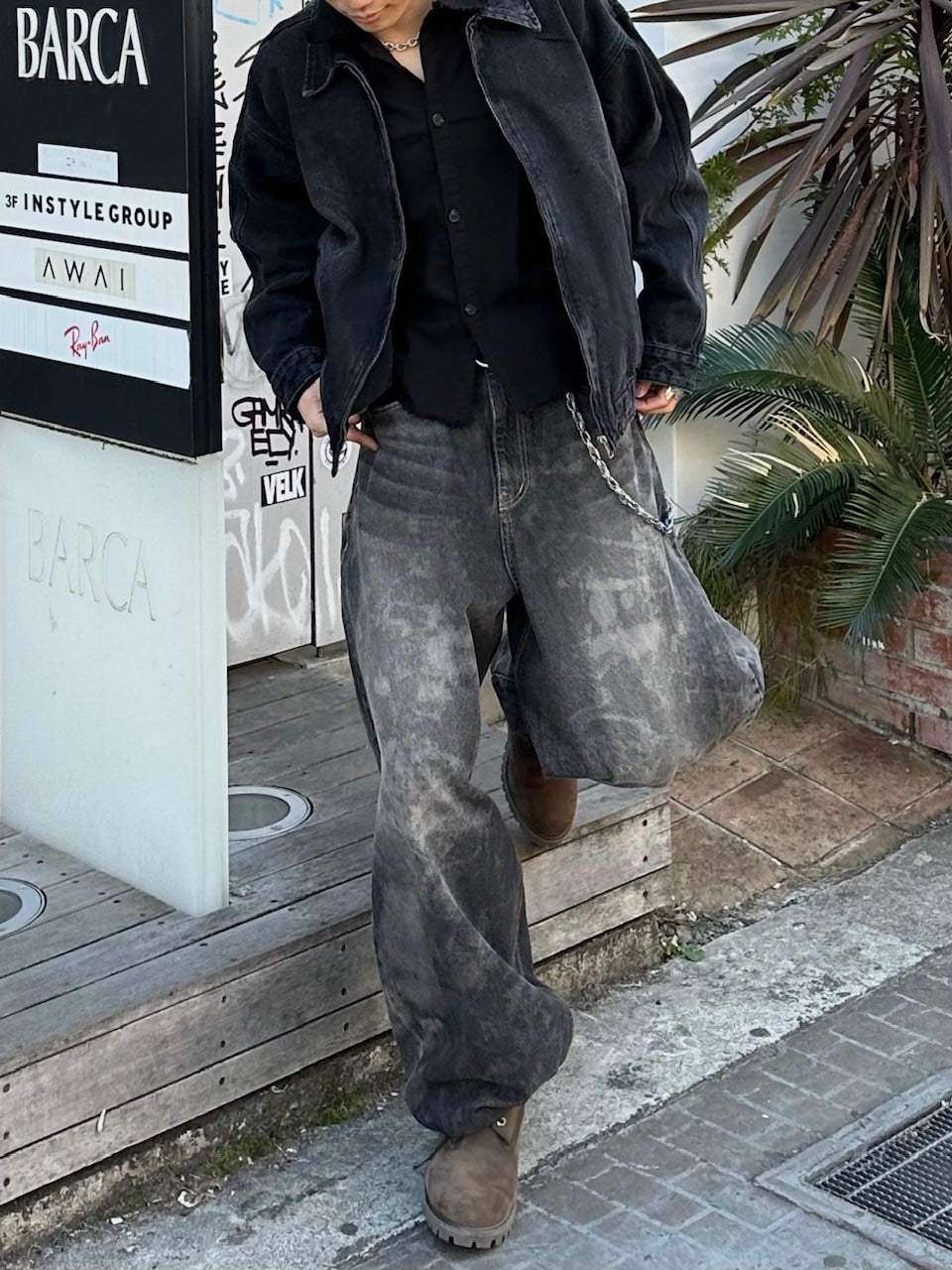 大阪店WEB限定受注制【Chikashitsu +】dirty wash balloon denim pants