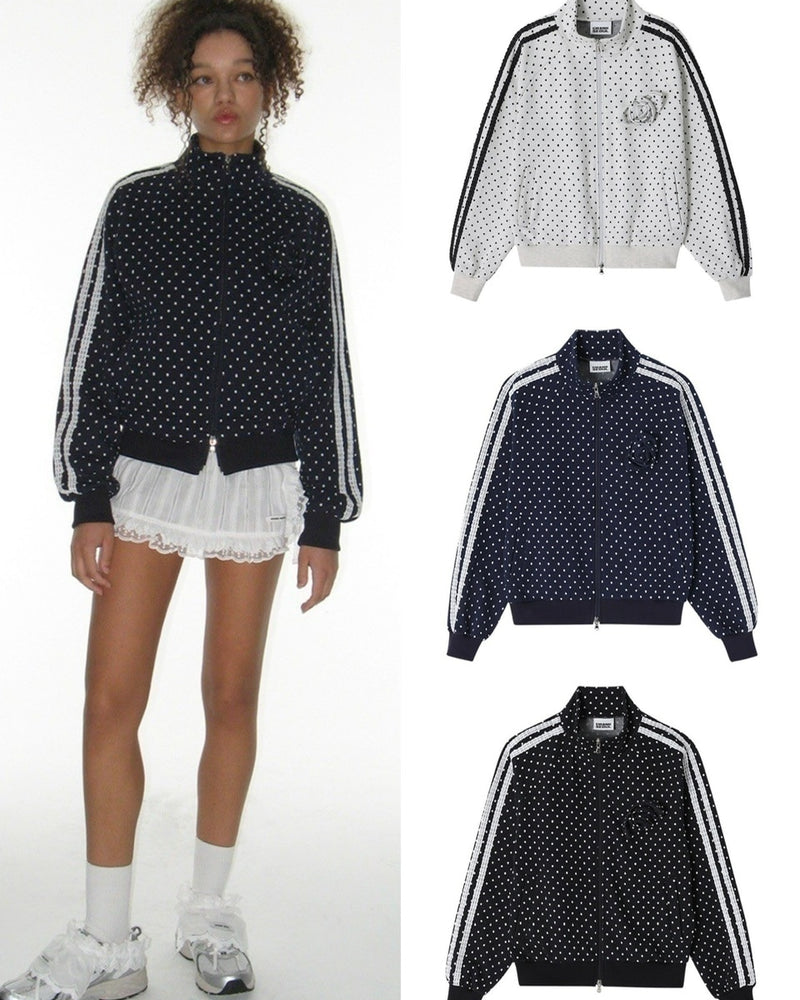 【CRANK】ROSE DOT TRACK JACKET / 【クランク】ローズドットダブルジップトラックジャケット