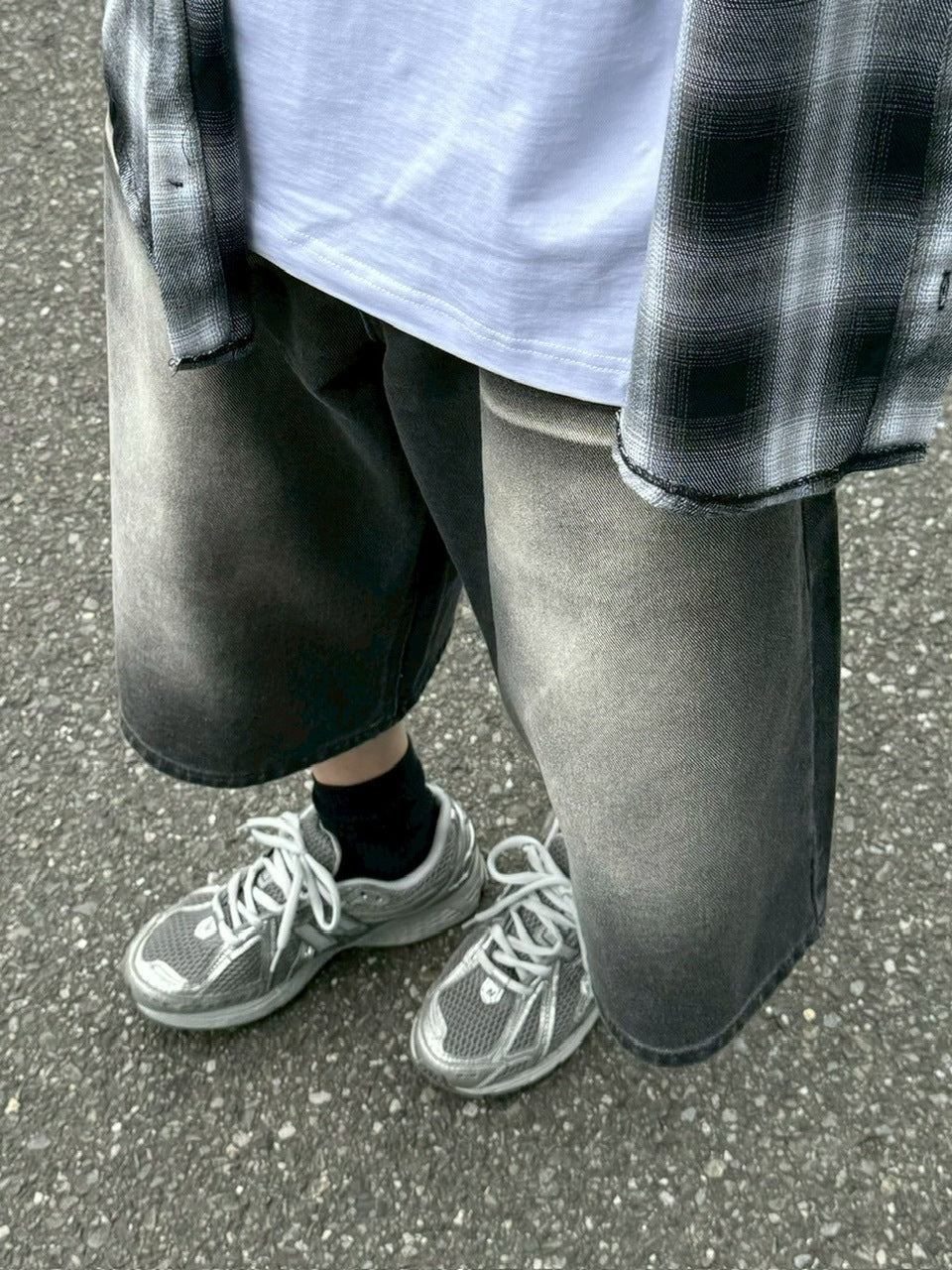 受注制【Chikashitsu +】8-length bermuda denim pants (2color) / 【チカシツプラス】8分丈バミューダハーフデニムパンツ