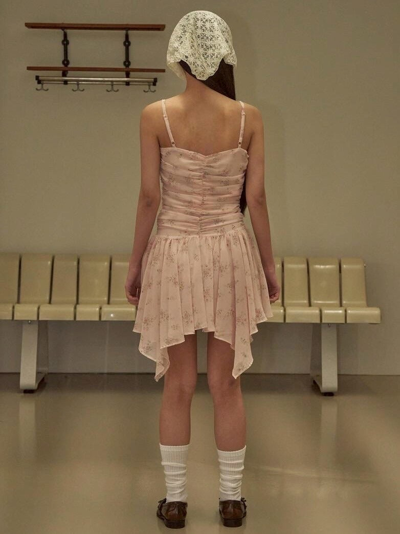 【ODDONEOUT】FLOWER SHIRRING ONE PIECE / 【オッドワンアウト】フラワーシャーリングキャミソールワンピース